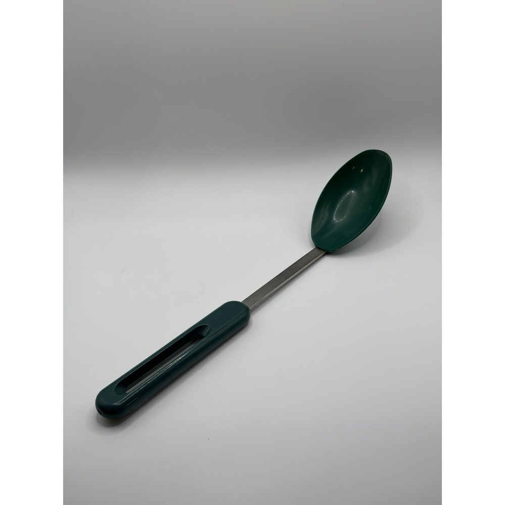 Vintage Green Bonny Solid Serving Cooking Spoon 12" Nylon Chrome Handle USA